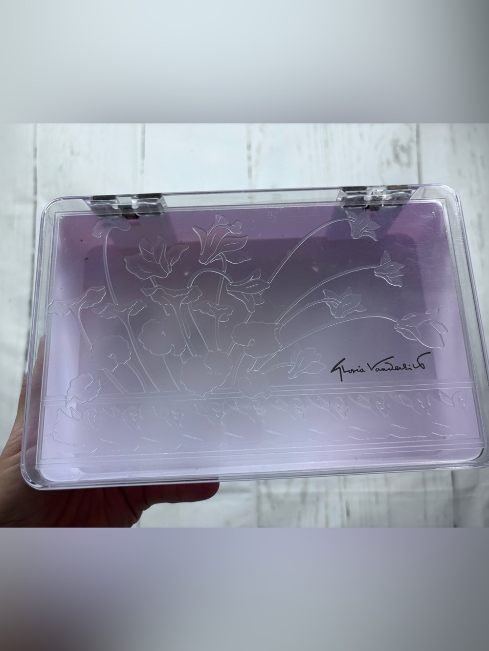 Vintage Gloria Vanderbilt Plastic Trinket Box  Floral and Swan Design